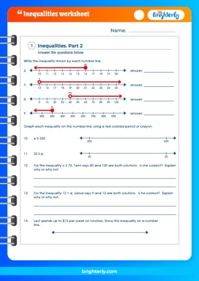 Inequalities Worksheet 7th Grade
