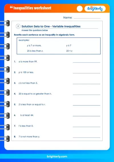 Solving Inequalities 7th Grade Worksheet