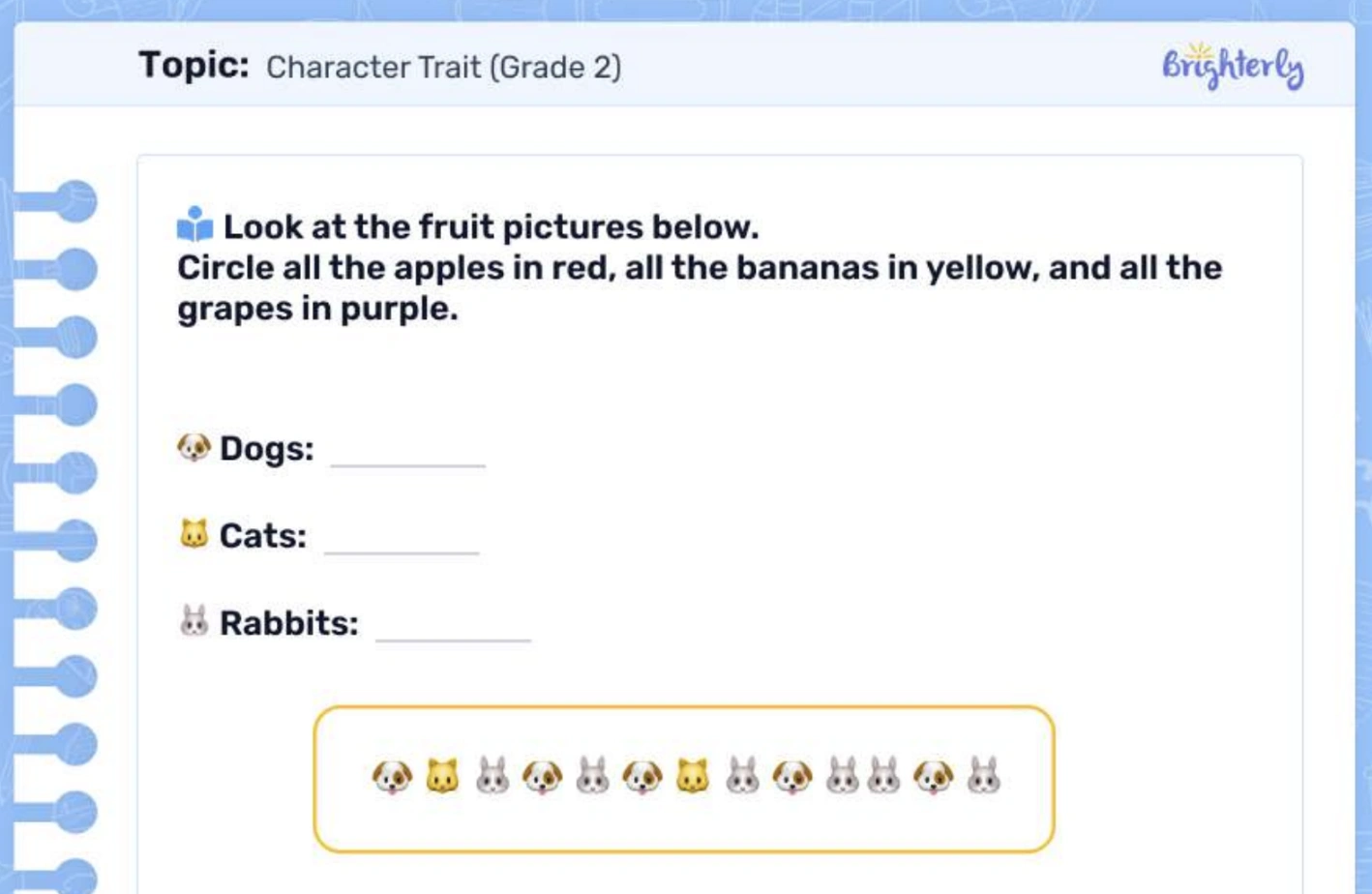 Graphing for kids worksheets: Examples