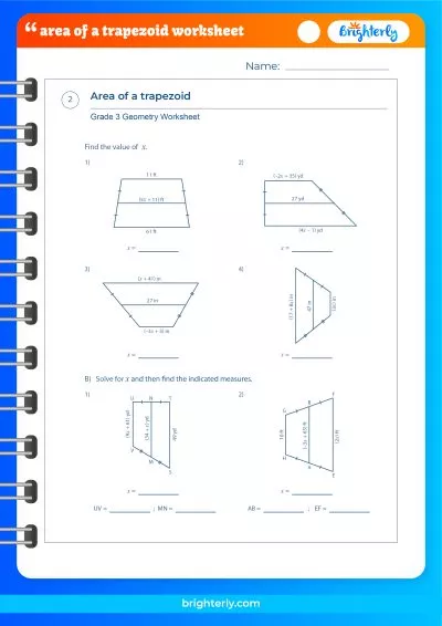 Find The Area Of Each Trapezoid Worksheet Answers