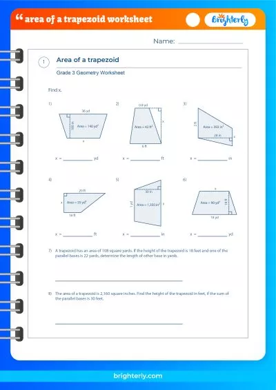 Area Of A Trapezoid Worksheet Answer Key