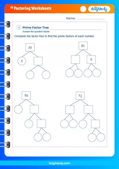 Factoring Worksheets