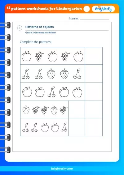 Pattern Worksheet Kindergarten