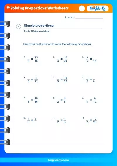 Algebra Proportions Worksheets