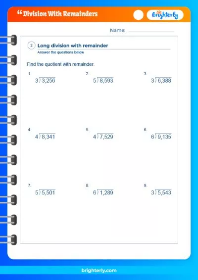 Division With Remainder Worksheet