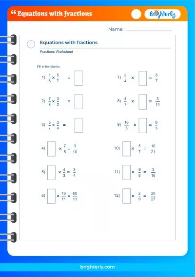 Fraction Equations Worksheet