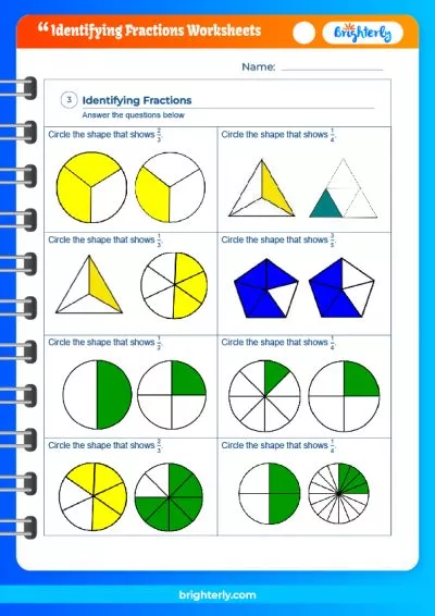 Identifying Unit Fractions Worksheet