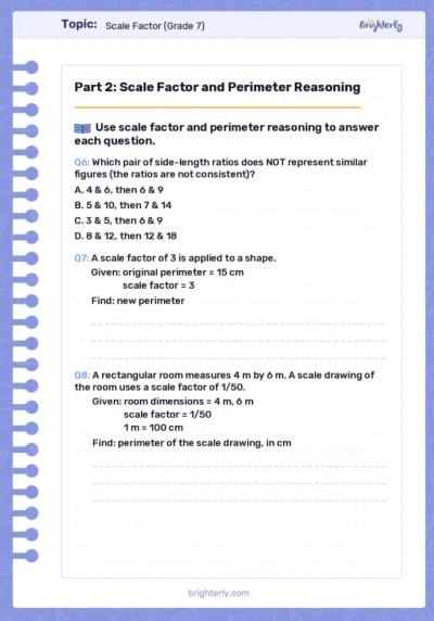 Printable Scale Factor Worksheets in PDF: Dilation Practice with Answers