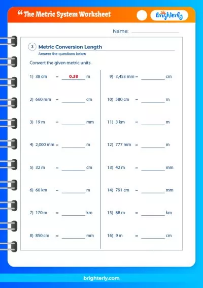 Metric System Measurement Conversion Worksheet Answers