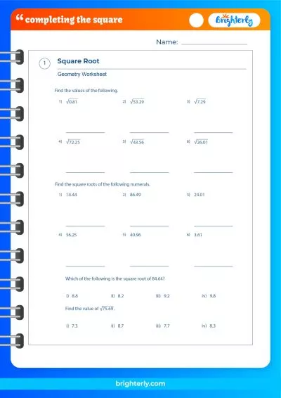Solving Equations By Completing The Square Worksheet