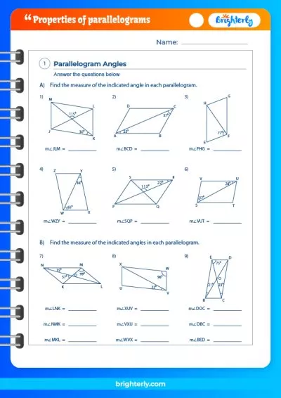 Properties Of Parallelogram Worksheet Answers