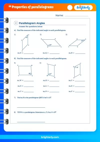 Parallelogram Properties Worksheet