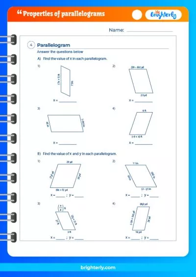 Properties Of Parallelograms Worksheet Answers With Work