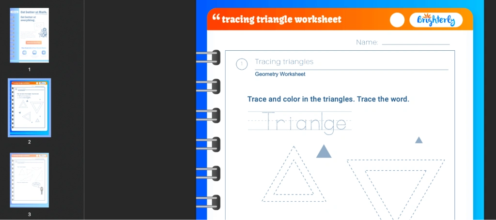 Triangles worksheet: Examples