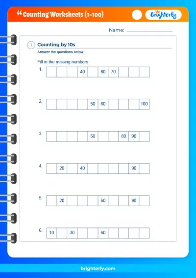 Counting Objects Worksheets 1-100