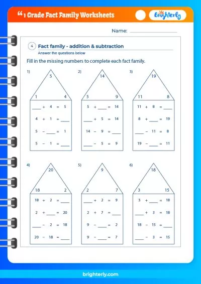 1st Grade Math Fact Fluency Worksheets