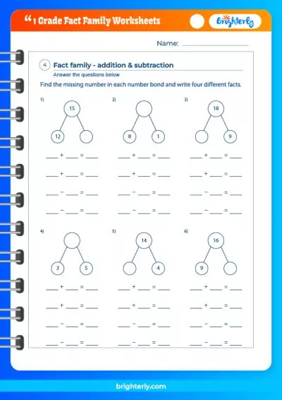 Math Fact Worksheets 1st Grade