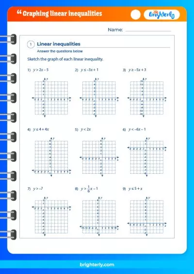 Graphing Systems Of Linear Inequalities Shading The Solution Area Worksheet