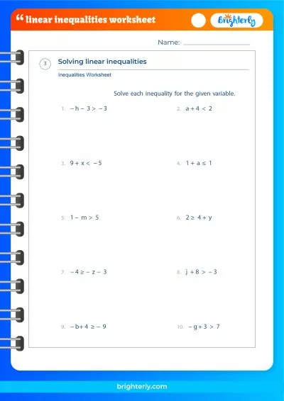 Linear Inequalities Worksheet With Answers PDF