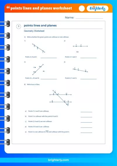 Geometry Points Lines And Planes Worksheet