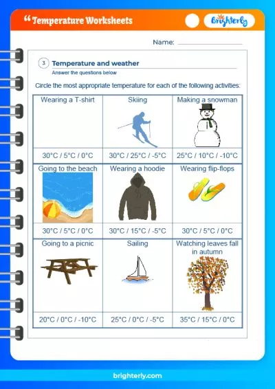 Blank Temperature Worksheets