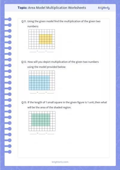 Three Digit Area Model Multiplication Worksheets