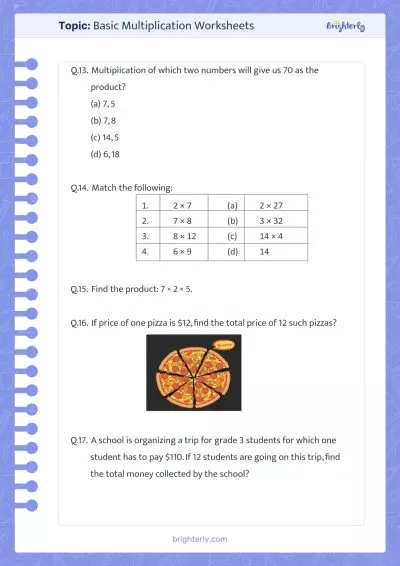 Basic Multiplication Worksheets PDF