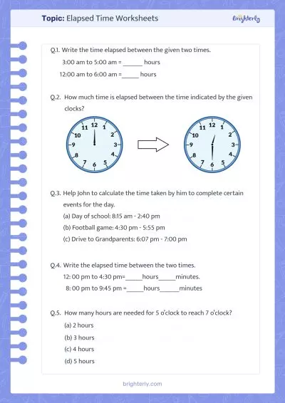 Elapsed Time Worksheets Free