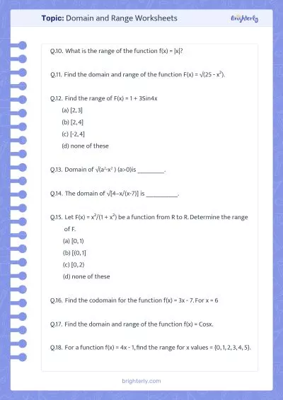 Free Domain And Range Worksheets