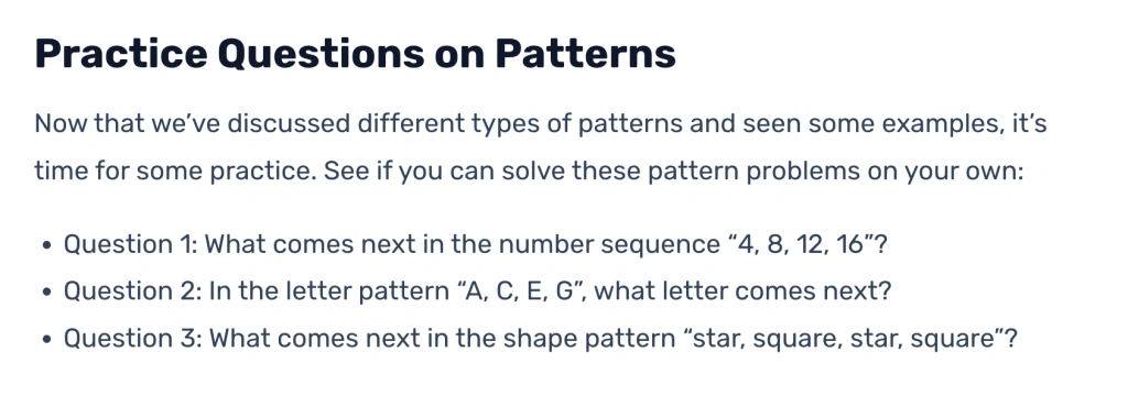 Pattern practice worksheets