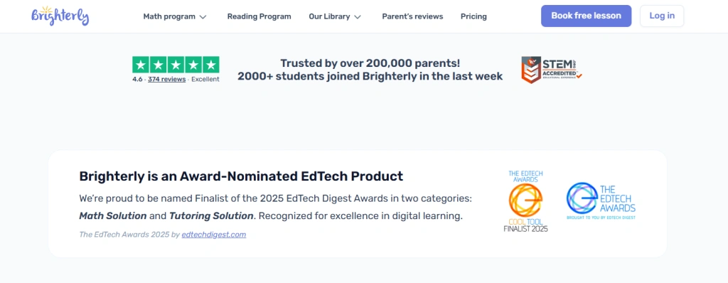 What is the Brighterly reading and math tutoring platform
