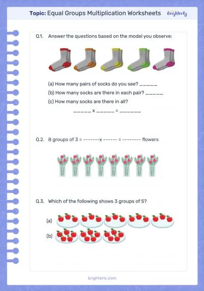Equal Groups Multiplication Worksheets PDF