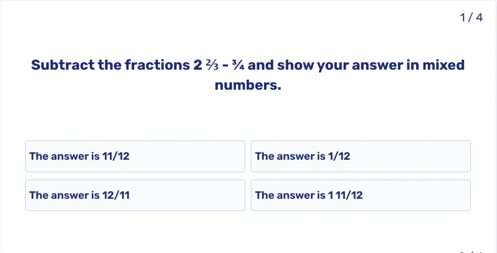 Mixed numbers worksheet: Practice