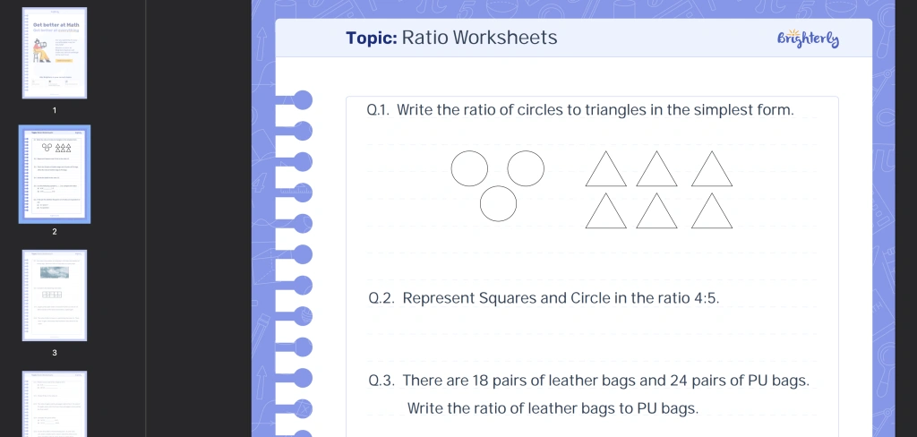 Ratio word problems worksheets with answers: Examples