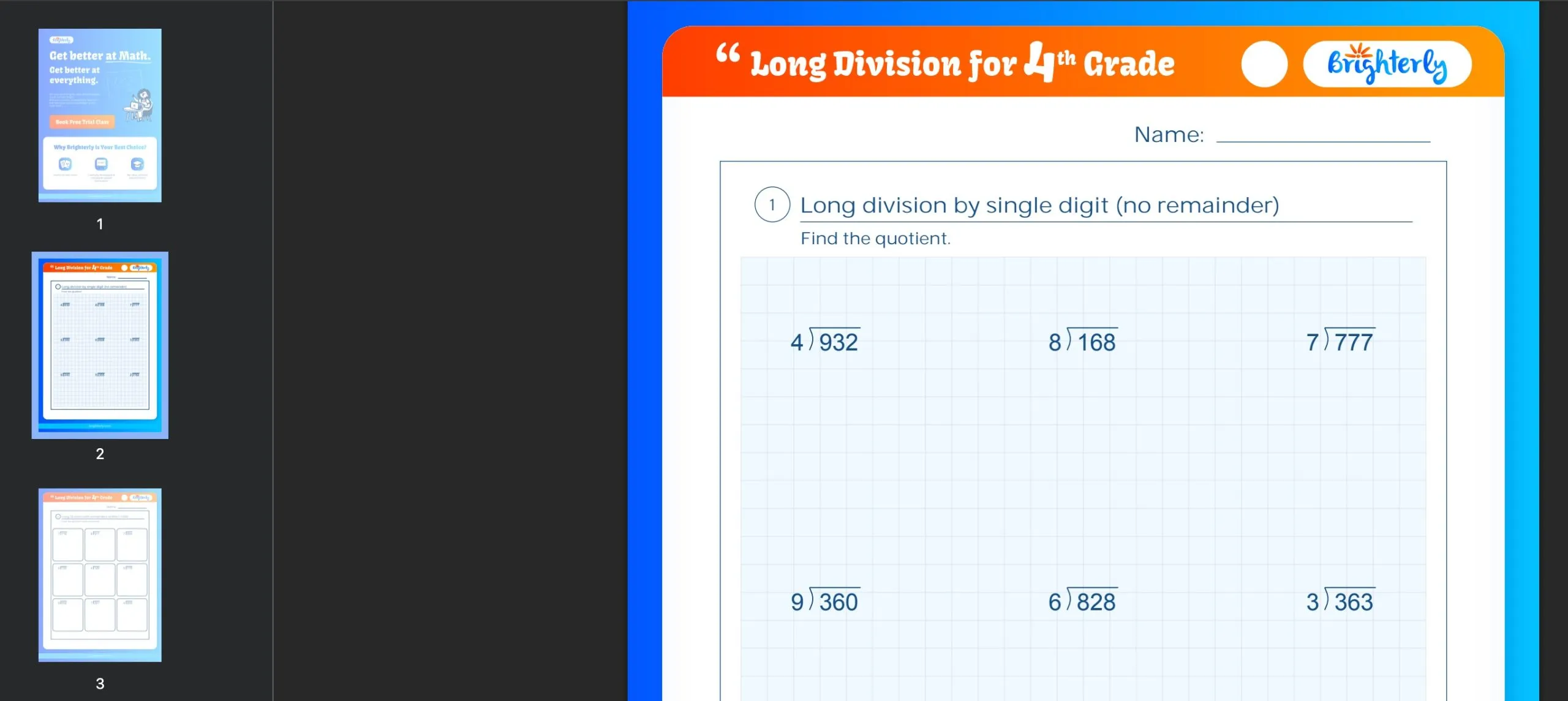 How to teach to grade 4 long division steps