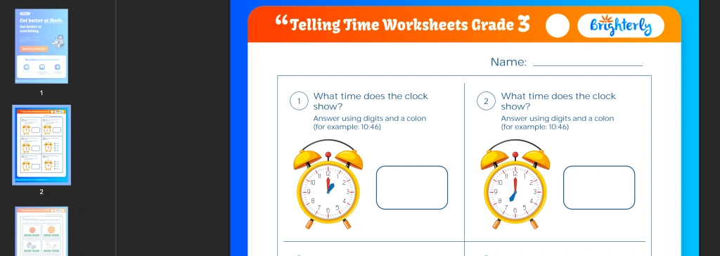 3rd grade time worksheets: Examples