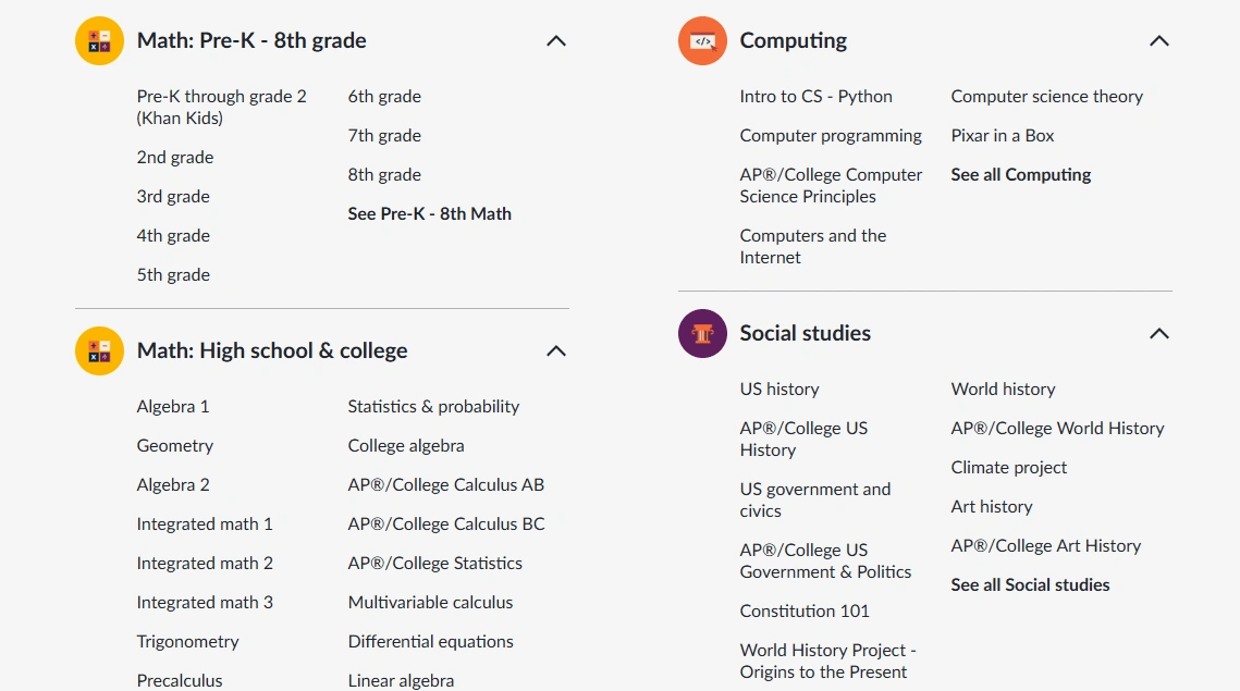 Khan Academy features