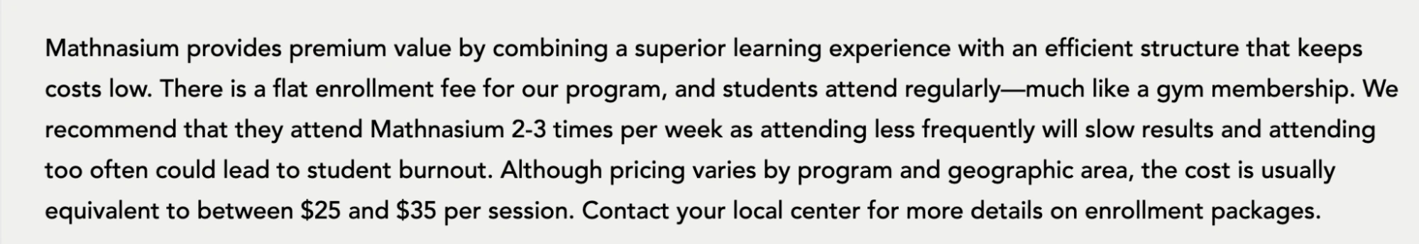 Does Mathnasium provide good value for money?
