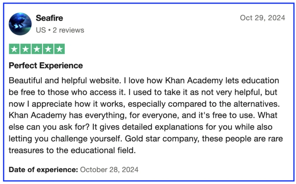 What users love about Khan Academy: