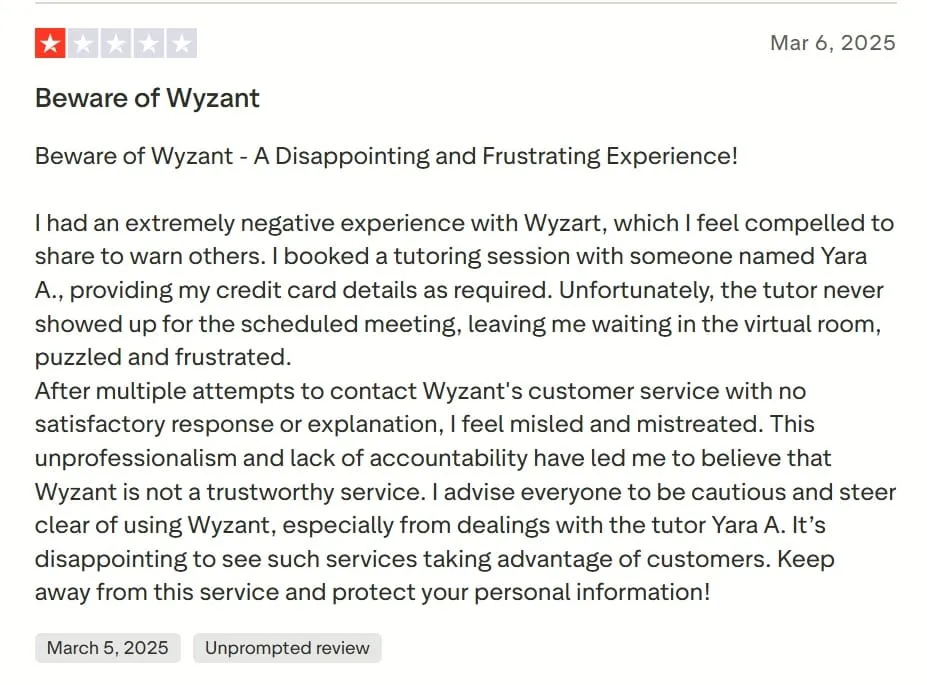 Wyzant Review: Customer Support