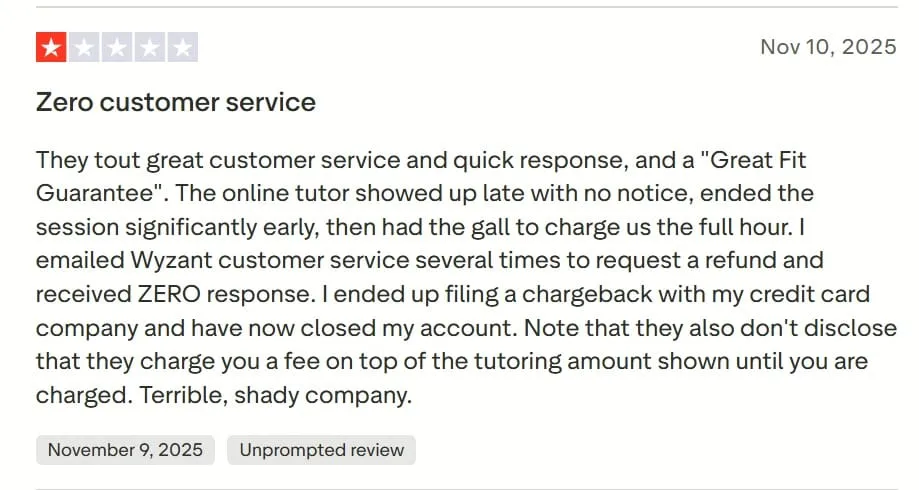 Wyzant Review: Customer Support