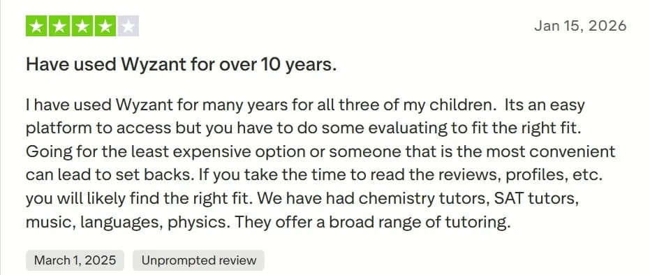 Benefits According to Wyzant Reviews by Students