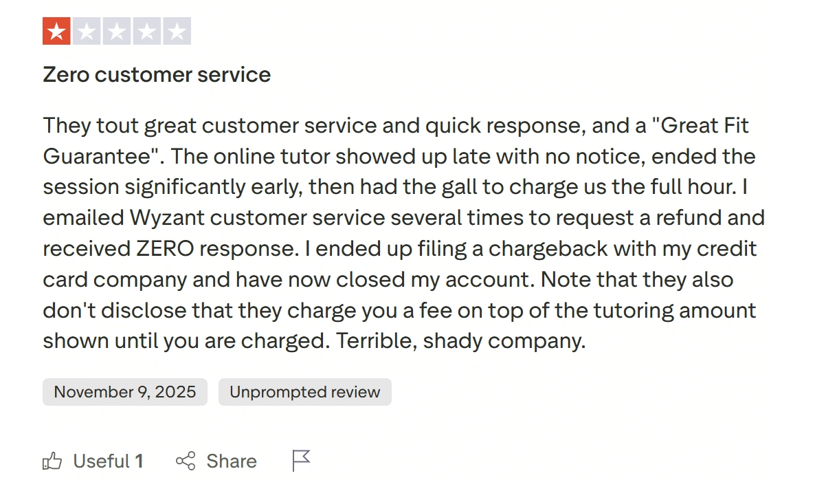 Wyzant review: Customer support