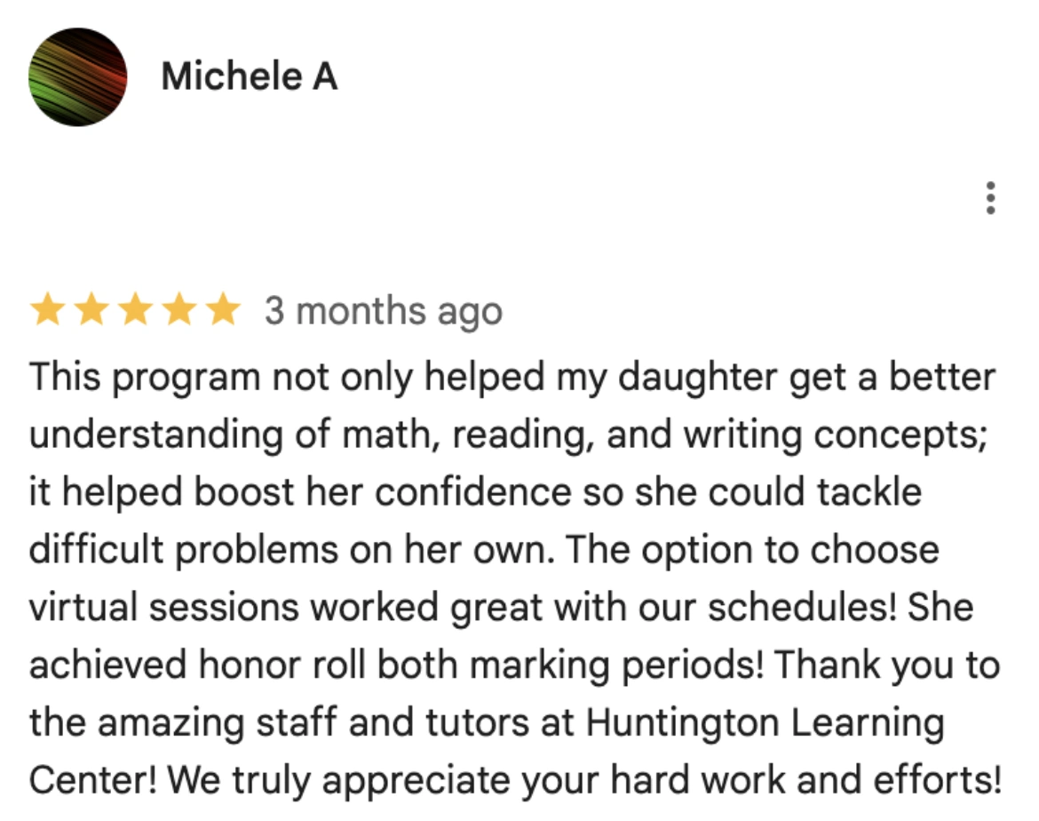 Benefits according to Huntington tutoring reviews (details)