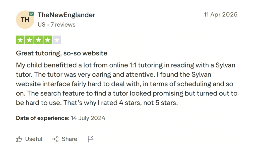 Sylvan Learning Centers reviews: User interface and user experience