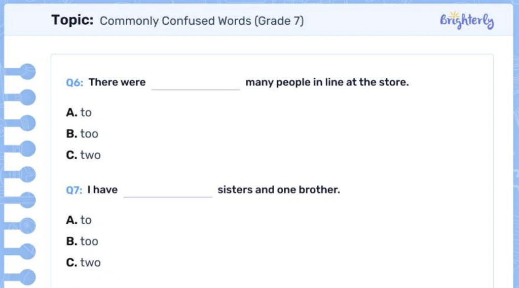 Frequently confused words worksheets: Examples by Brighterly