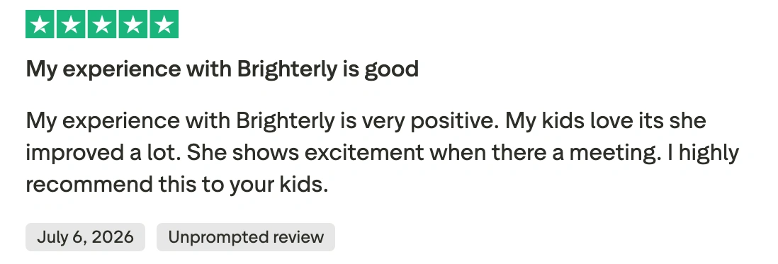 Brighterly Reviews by Parents