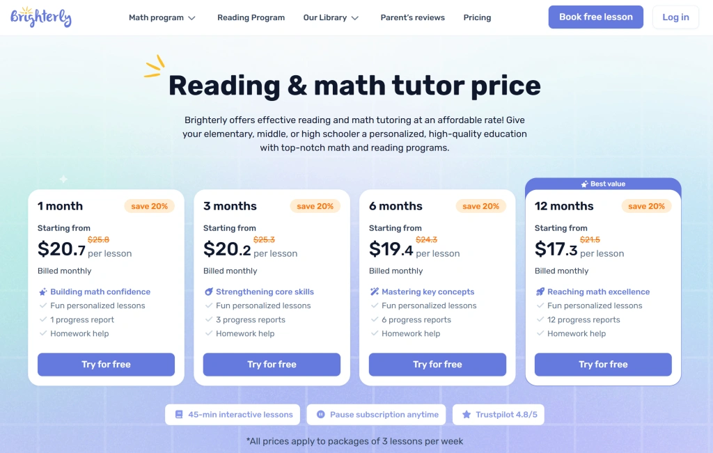 Best homeschool math and reading program #1: Brighterly