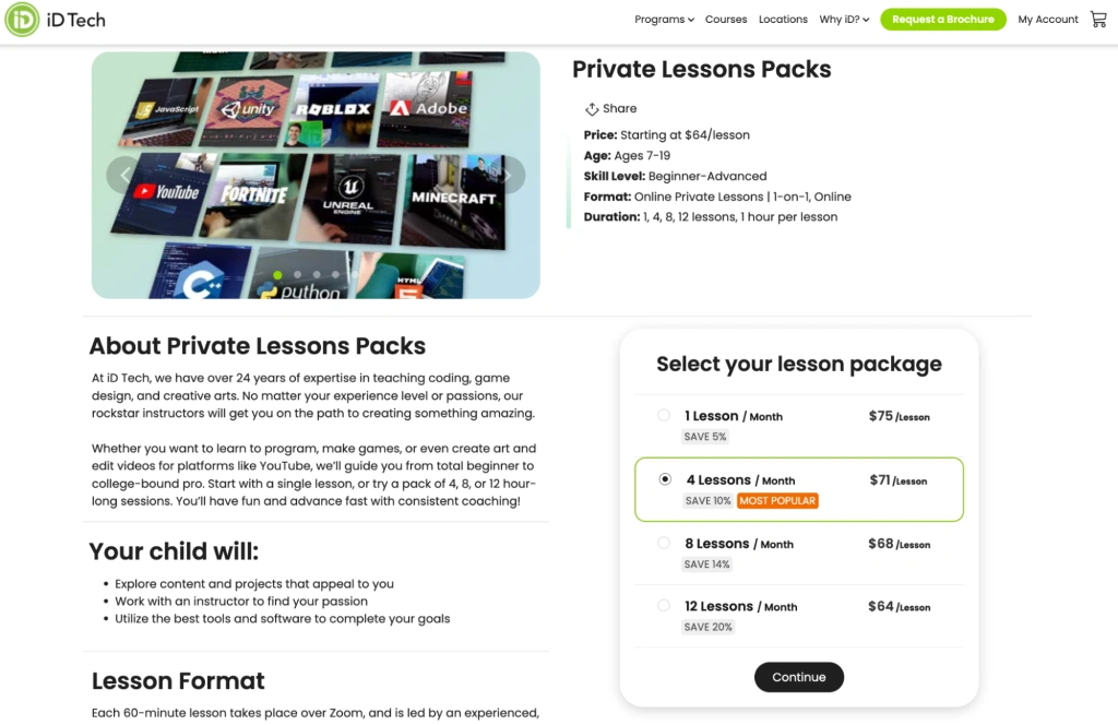 iD Tech: Pricing