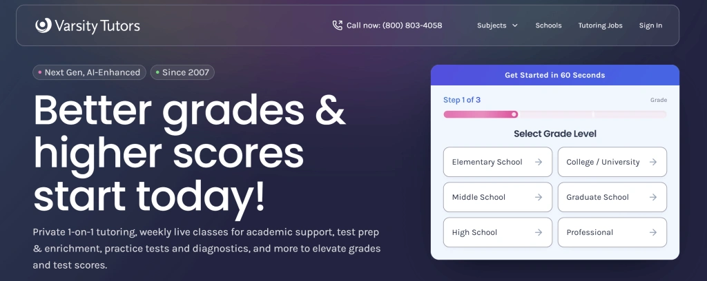 Preply alternative #8: Varsity Tutors